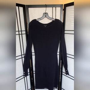 Ann Taylor Dark Navy Blue Long Sleeve Dress with Button Accents